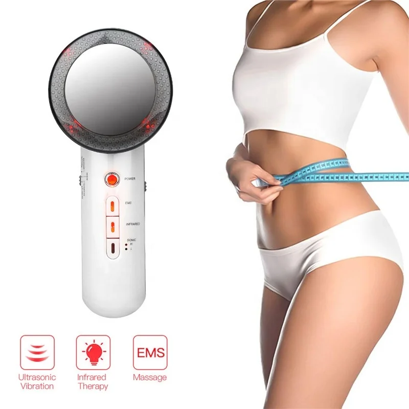 

Face Reduction 3 in 1 Infrared Ultrasonic Body Massager Anti cellulite Fat Burner Weight Loss Infrared EMS Slimming Machine, White