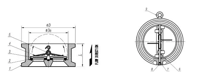 Cast Iron Non Return 8 Inch Wafer Double Dual Plate Disc Butterfly Check Valve