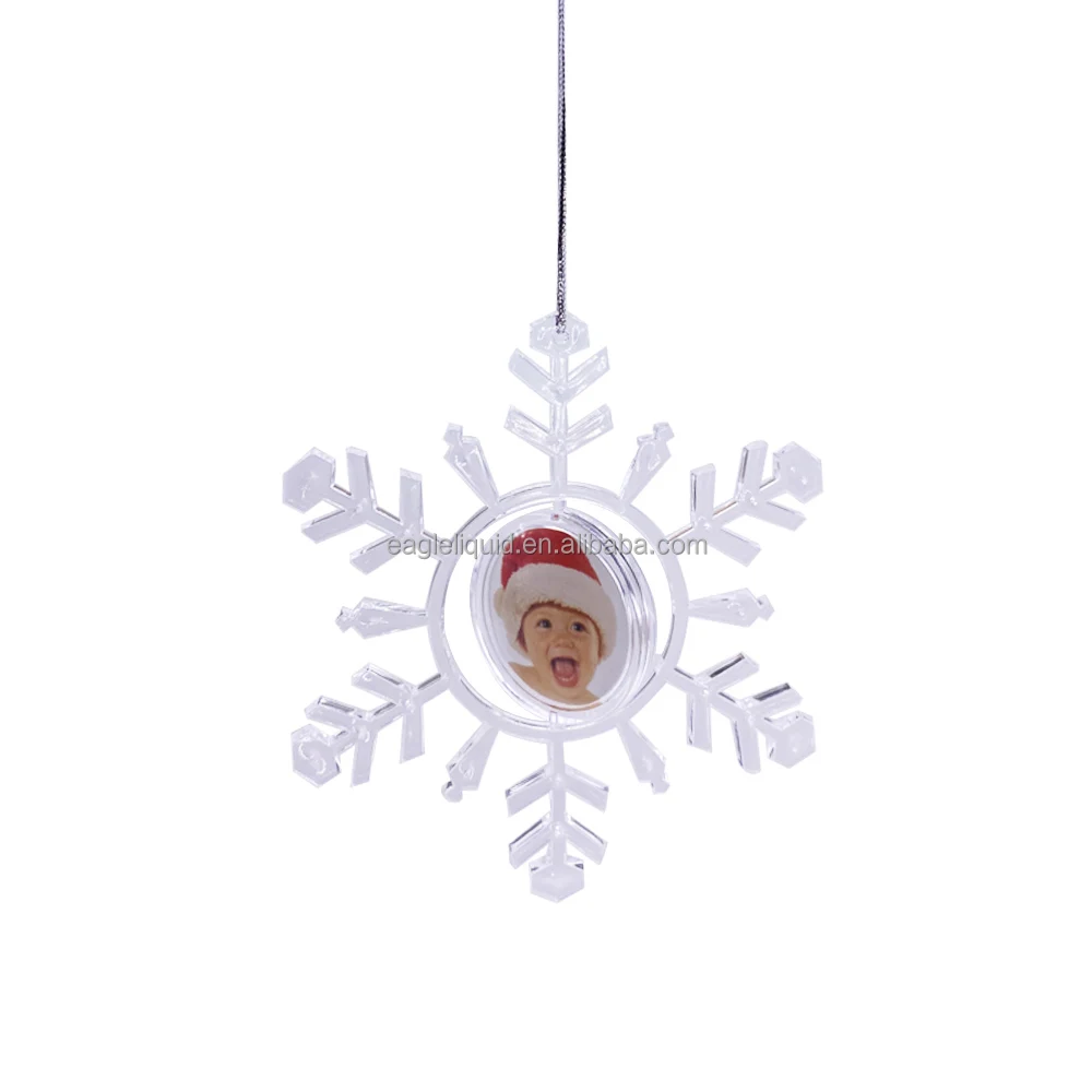 

Snowflake Personalized Photo Baubles Plastic Photo Balls Decoration Xmas Ornament Picture Frame Gift Set for Christmas Tree