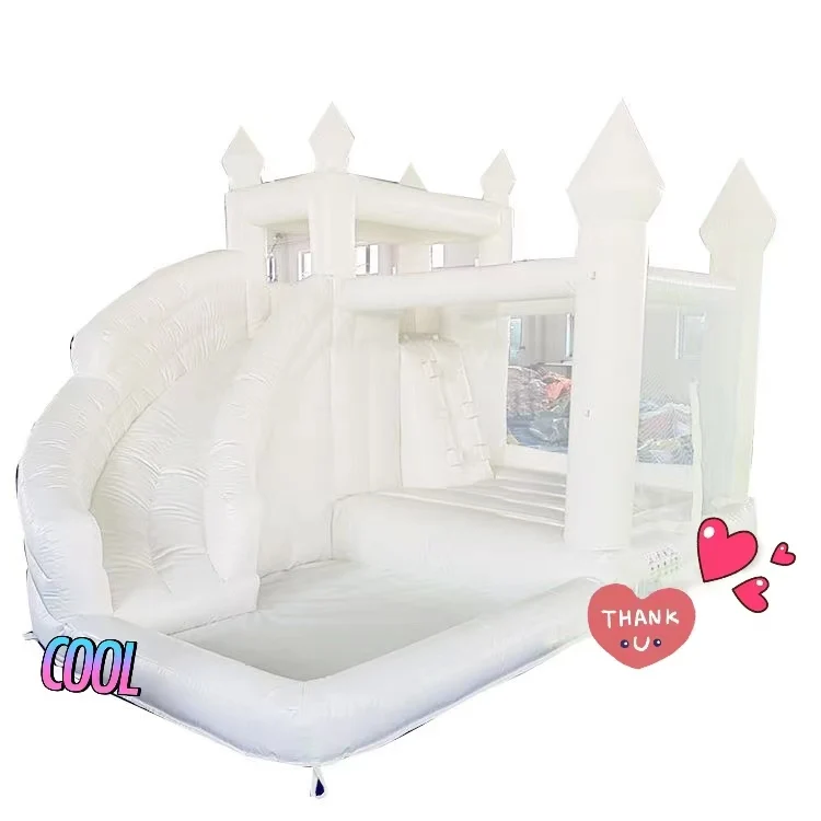 

Dream Kiddie PVC white moon bounce inflatable with water slide kids water slide inflatable for kids