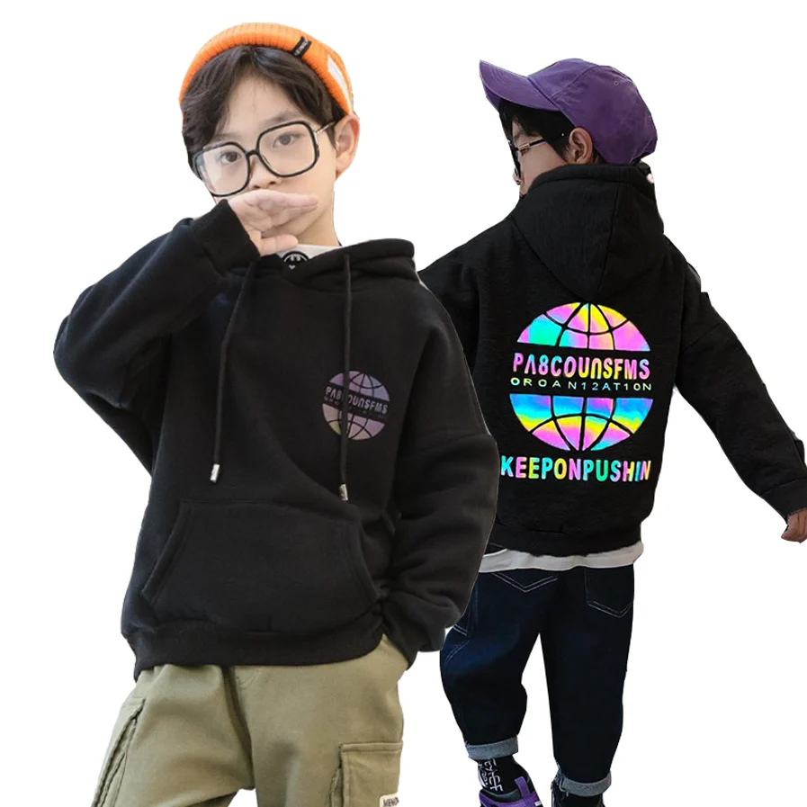 

2021 New Fashion Toddler Boy Clothing Custom Cotton Luminous Pullover Sweatshirt Oversized Hoodie For Boy, 2colors