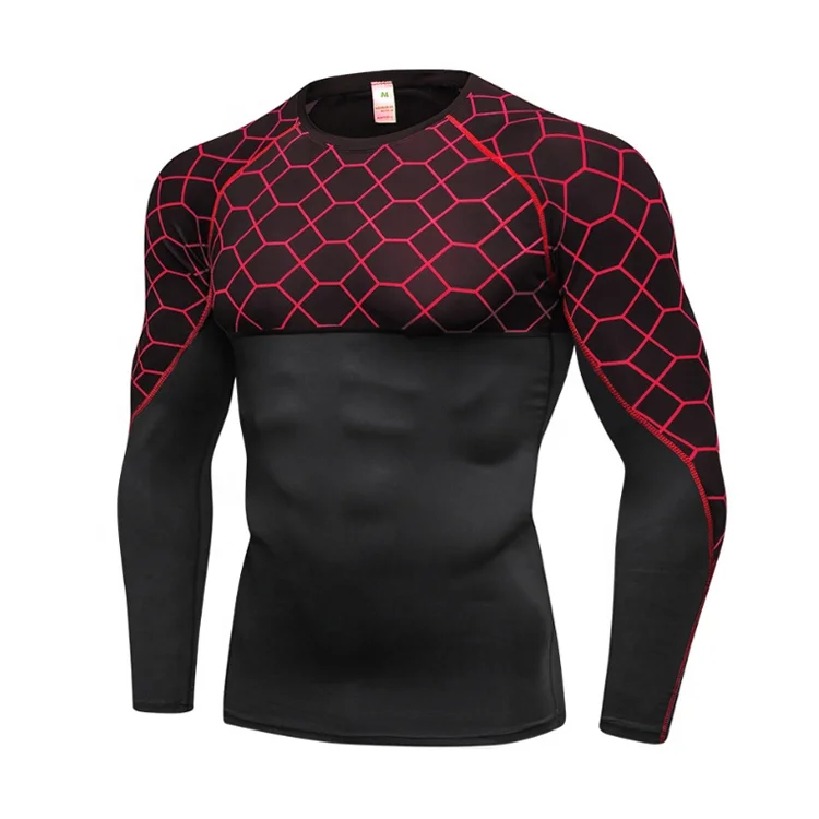 

Men's Pro Tight Fitness Running Training T-shirt Amazon Elastic Quick Dry Long-Sleeved Shirt Clothes, Pls check detail