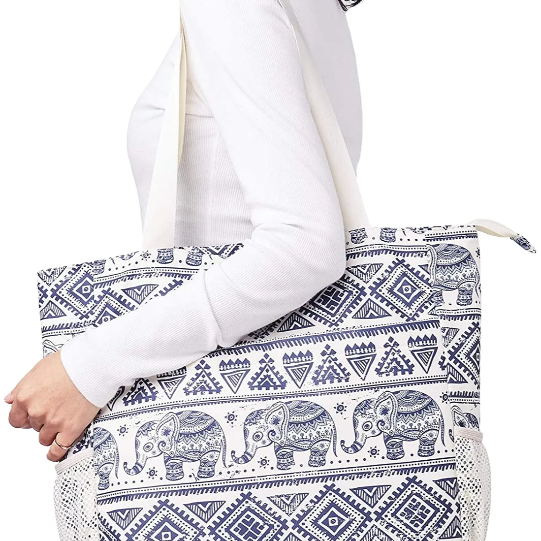 

Large Shoulder Bag Yoga Travel Multi Pockets Tote Water Resistant Tote Beach Bag