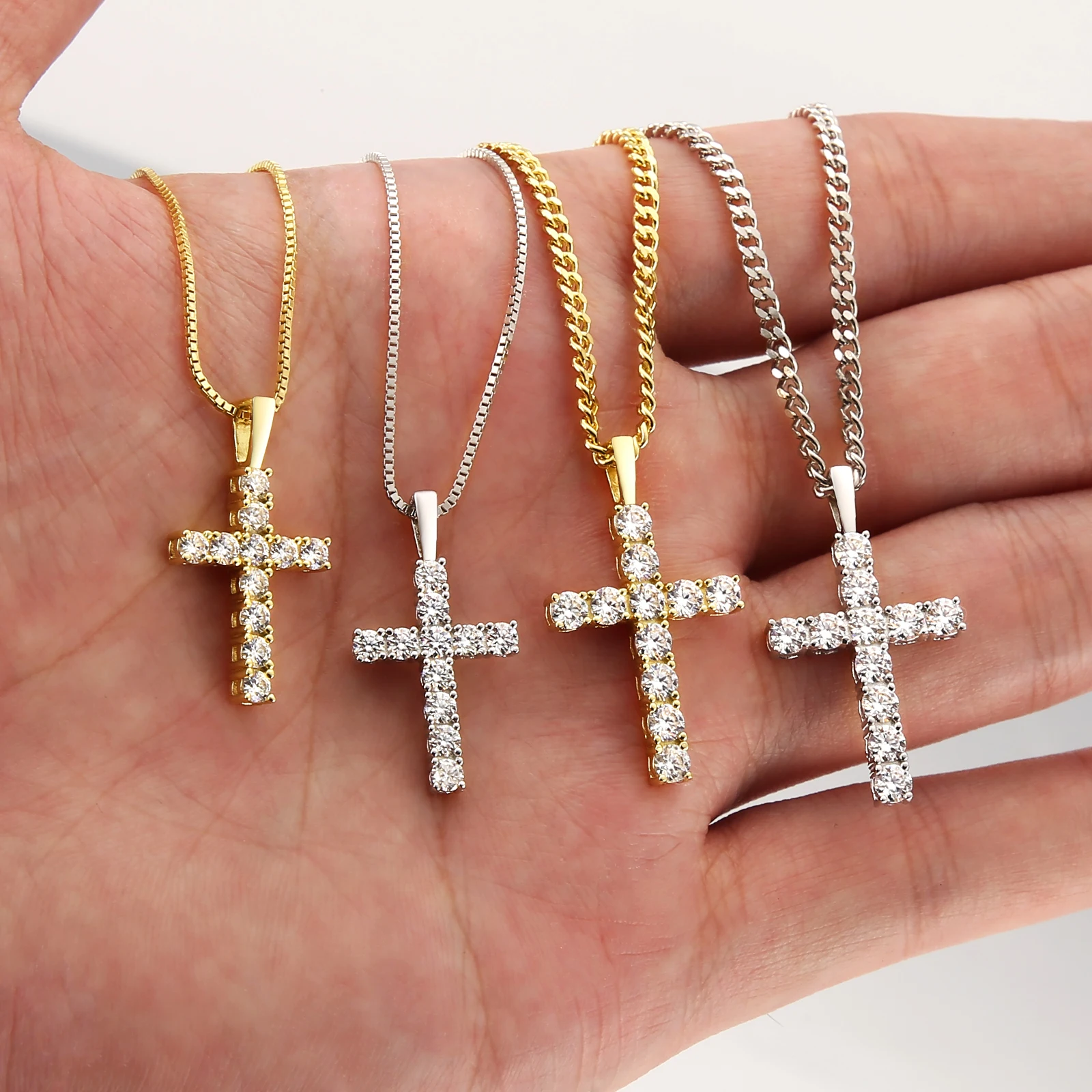 

KRKC Catholicism Jewelry Moissanite Hip Hop Necklace GRA Certified Starsgem 925 Sterling Silver VVS Moissanite Cross Pendant