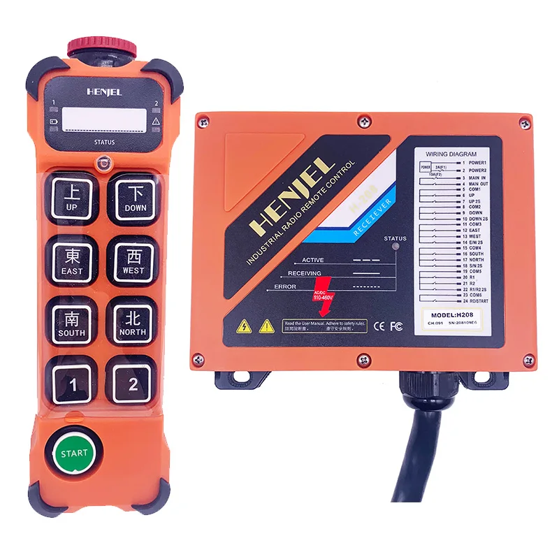 

Henjel H208 8 buttons double speed telecrane industrial radio remote control for chain hoist crane