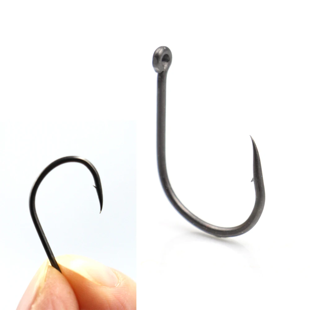 

China wholesale Gun smoking Grey Tef Coated Carp Hooks wide gape barbed cap hooks (10 Pack)