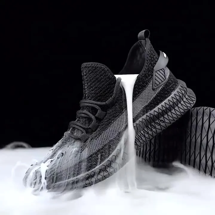 

2022 Yezzi Black And White Canvas Shoes Men's Sports Running Shoes Mesh Breathable Flying Knitted Shoes, Black / white