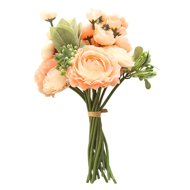 

Real touch silk rose in vase artificial flower with stem for table decoration