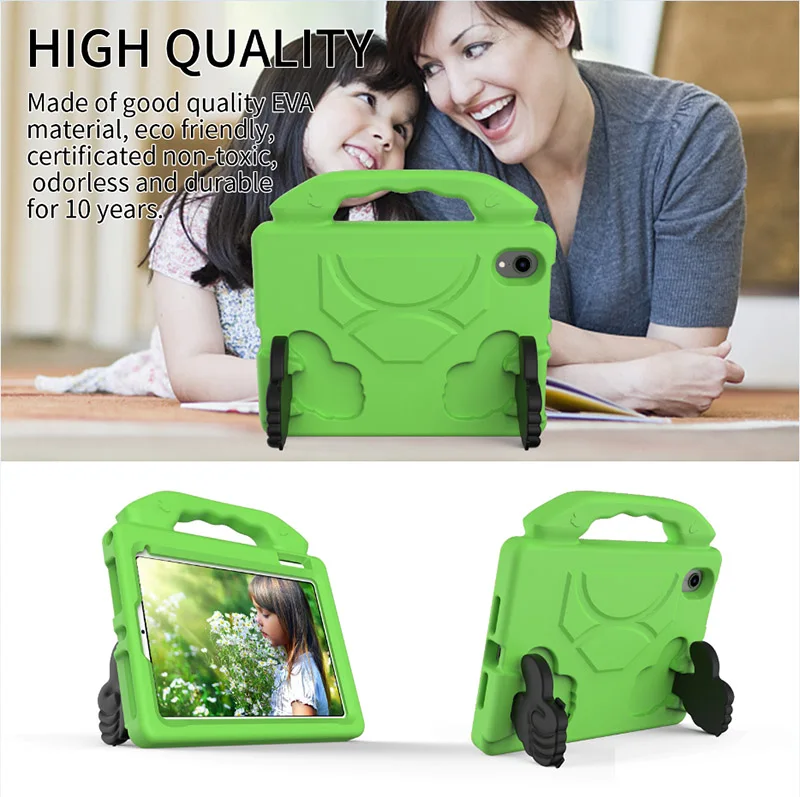 

Children Shockproof Fully Protective Hand-held Handle Kids Stand Eva Tablet Case for iPad mini 6 case for kids, Black,blue,red,green,rose,purple