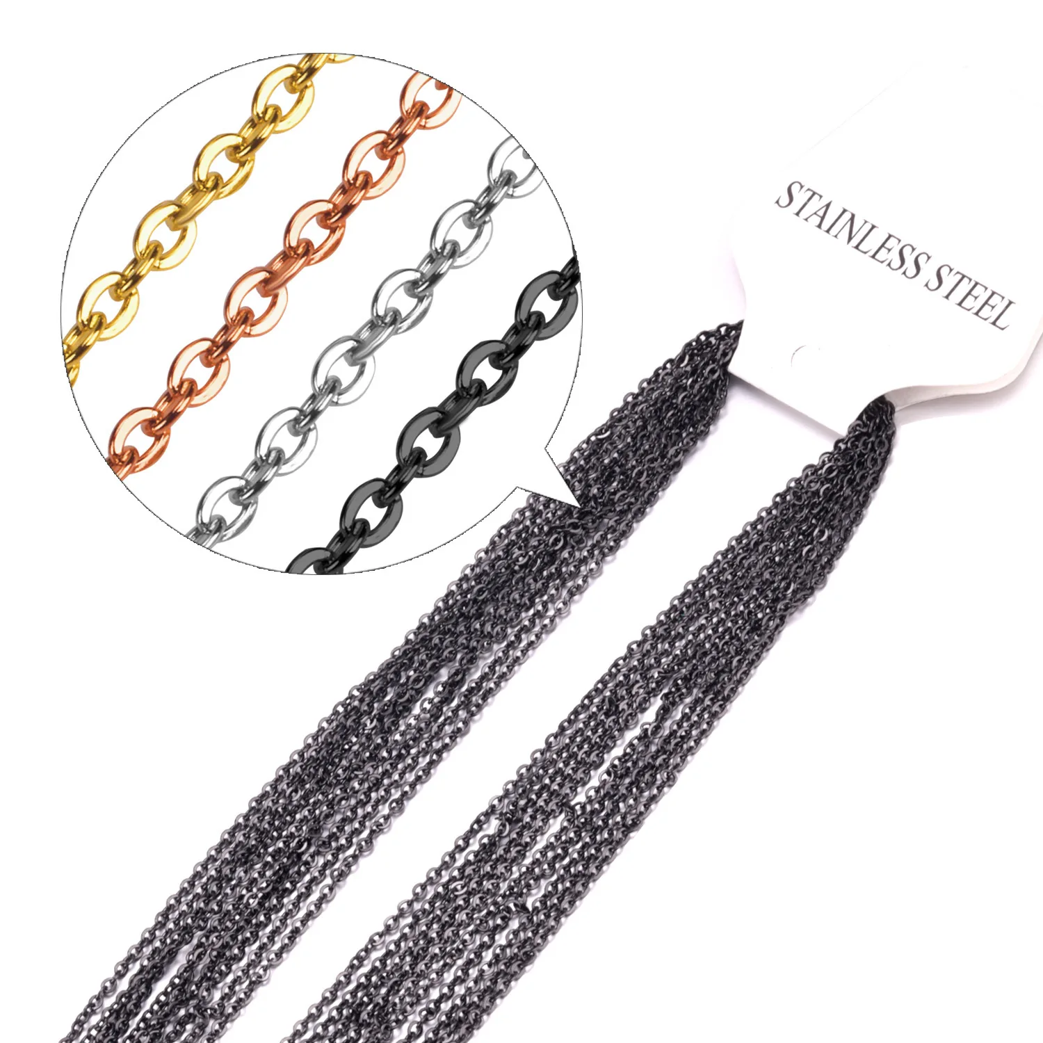 

Simple cross chain 1 mm fashion hip hop choker black rose gold plated stainless steel necklace chain jewelry, Steel, gold, rose gold, black