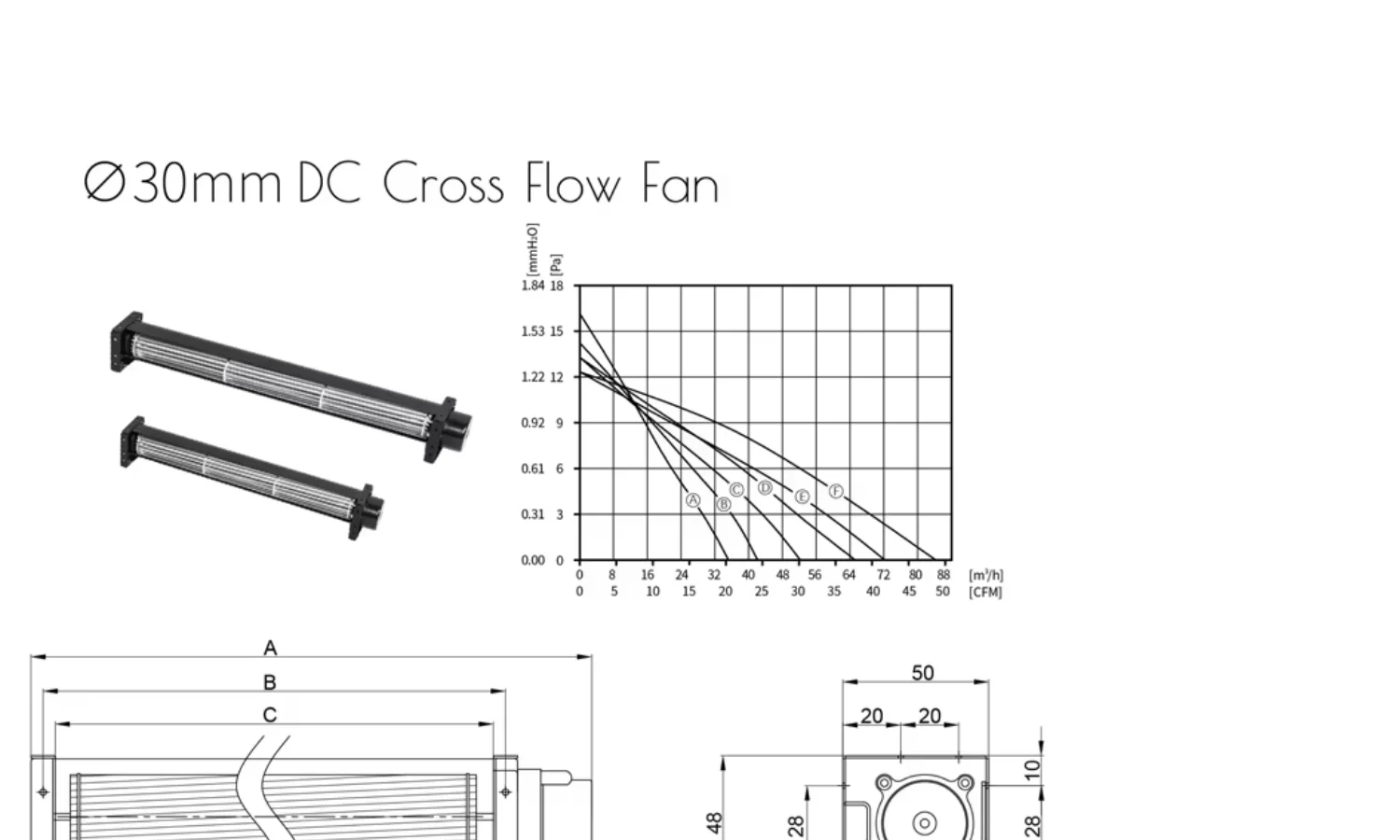 Aluminum Impeller, 12V, 30mm, Tangential, CFM - detail 12