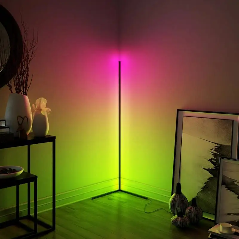 New Design Black RGB Remote LED Corner Floor Lamp For Living Room Decoration