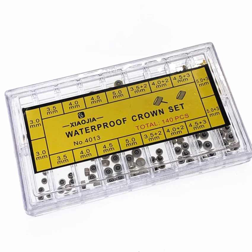 

140pcs Metal Waterproof Watch Crown set Watch Replacement Crown part, Silver,gold