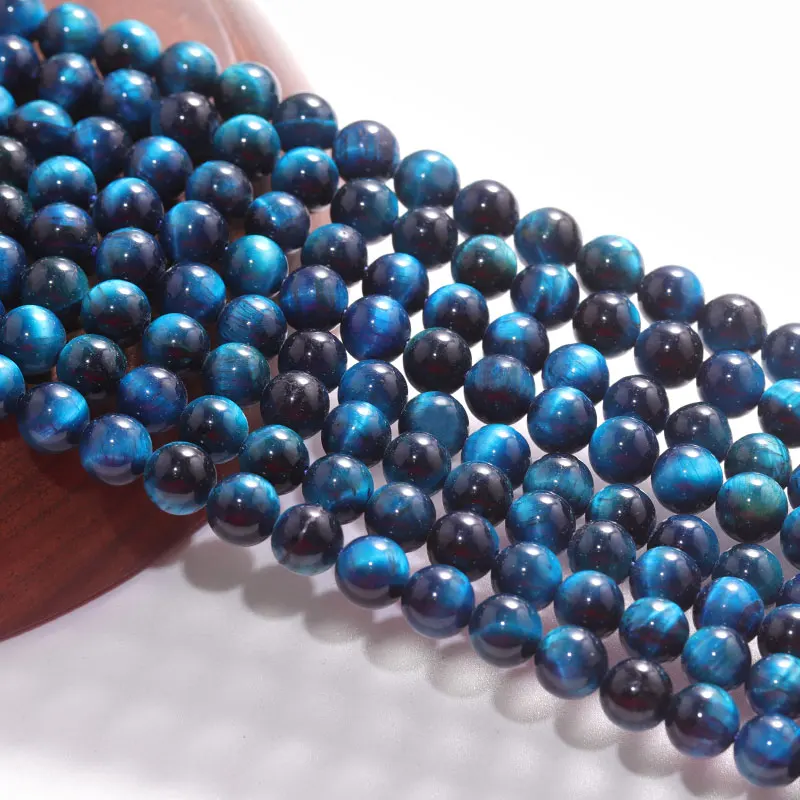 

Free Shipping Natural gemstone Tiger eyes beads Round loose stone bracelet jewelry 6 8 10 mm crystal beads for jewelry making, Lake blue
