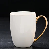 

Feiyou custom logo 12oz 15oz blank white gold handle mug nordic ceramic cup personalized porcelain cup ceramic coffee mug