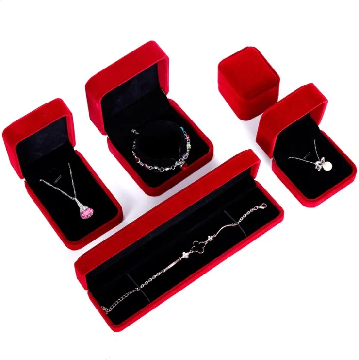 

Jewelry Packaging Boxes Gift Ring Bracelet Necklace Earring Jewelry Sets Velvet High-end Packaging Gift Box, As the pictures