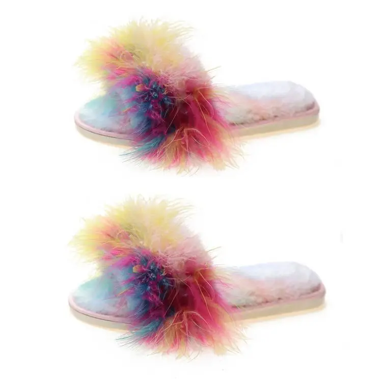 

The new plush slippers for 2021 women's fashion outwear flat fluffy slippers D11581, Flower