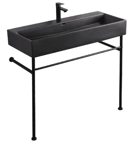 
Ceramic Bathroom Sink black stainless steel support wash basin 