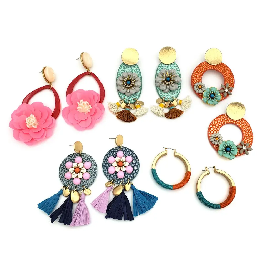 

Fashionable big flower earrings For Women large bobo tassel flower earrings 2021 Stocks Sell Accept Small Order Cheap