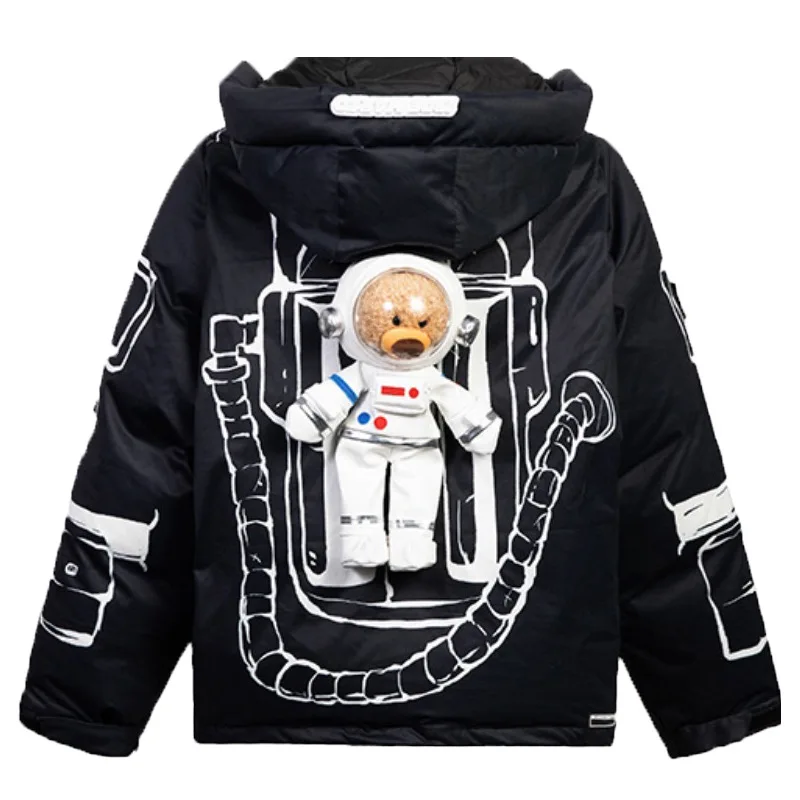 

The same astronaut astronaut wearing thick cotton winter Jacket doll coat casual jackets for women 2021, White/black