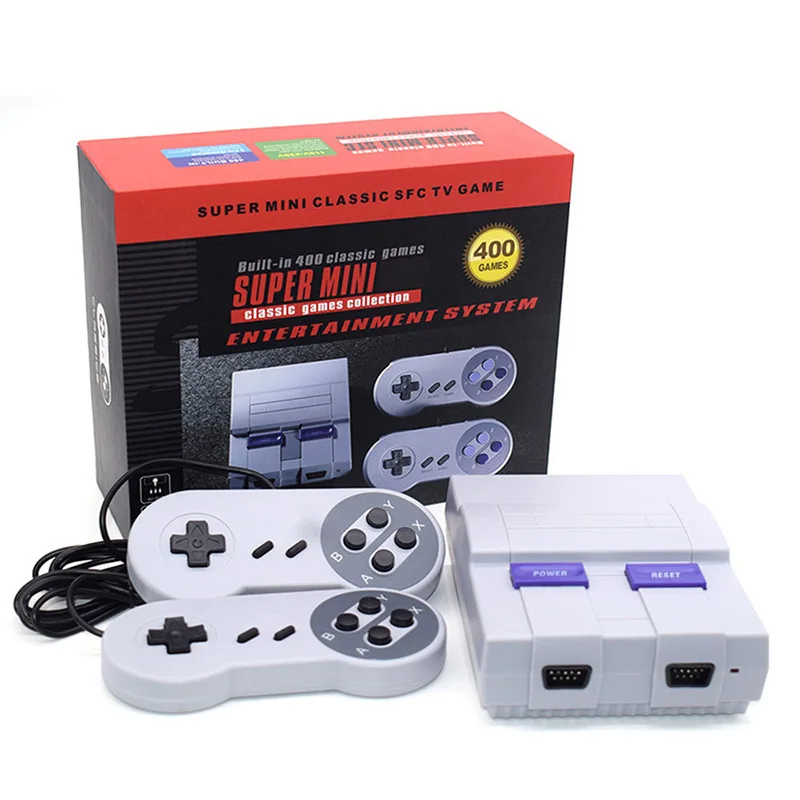 

Best handheld game players built in 400 games retro video game console with 2 gamepads For Nintendo SNES, Grey