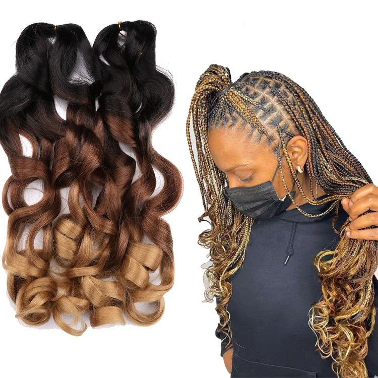 

New Loose Wave Crochet Braiding Hair Pre Stretched Bouncy Braiding Hair French Curly Synthetic Braiding Hair Curling, Per color and 2 color more than 16 colors available