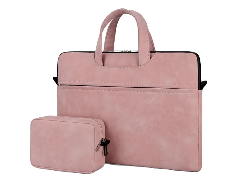 

PU leather solid color laptop Bags for ladies shockproof abrasive leather briefcase classy women's tablet notebook bag, Customized color