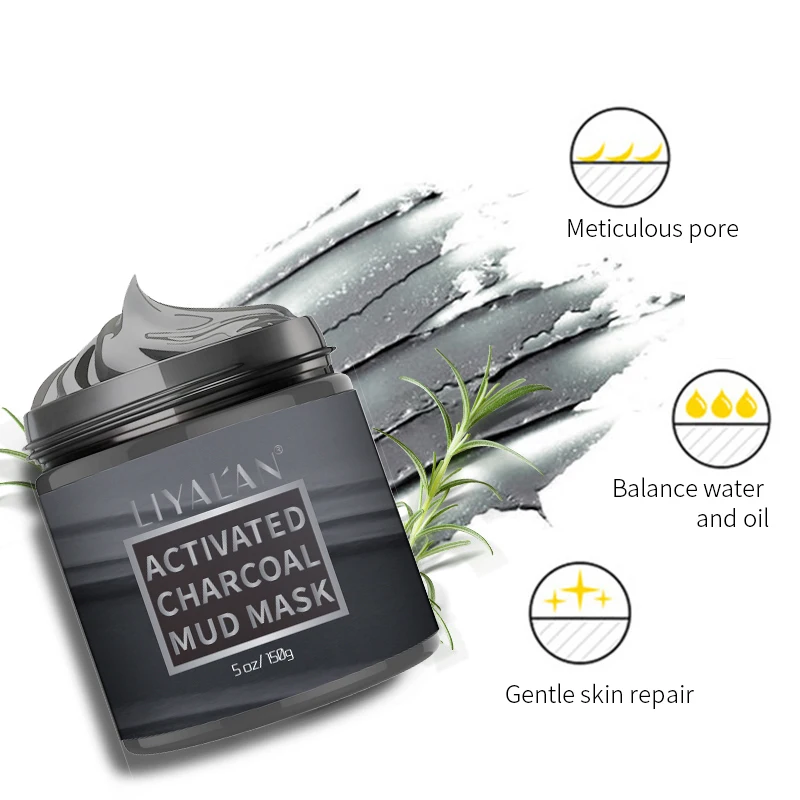 

In Stock Natural Blackhead Pore Cleaner Whitening Activated Bamboo Charcoal Mud Clay Mask, Black