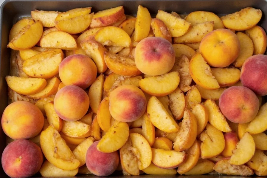 Spiced peaches in a pan
