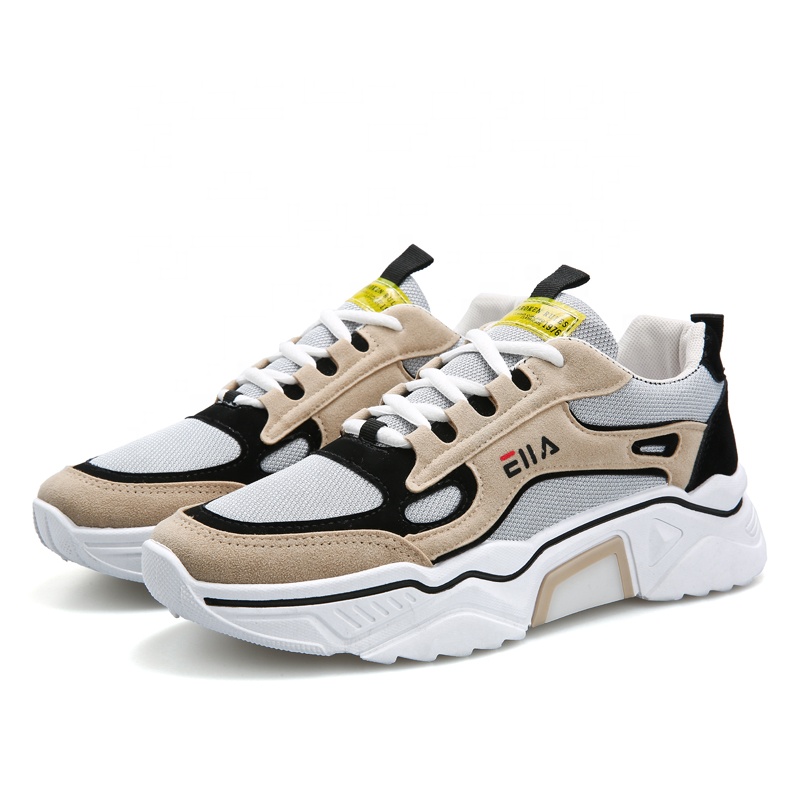 

OEM famous non-slip mens low price sport shoe height increasing sneakers, White, black white, khaki white