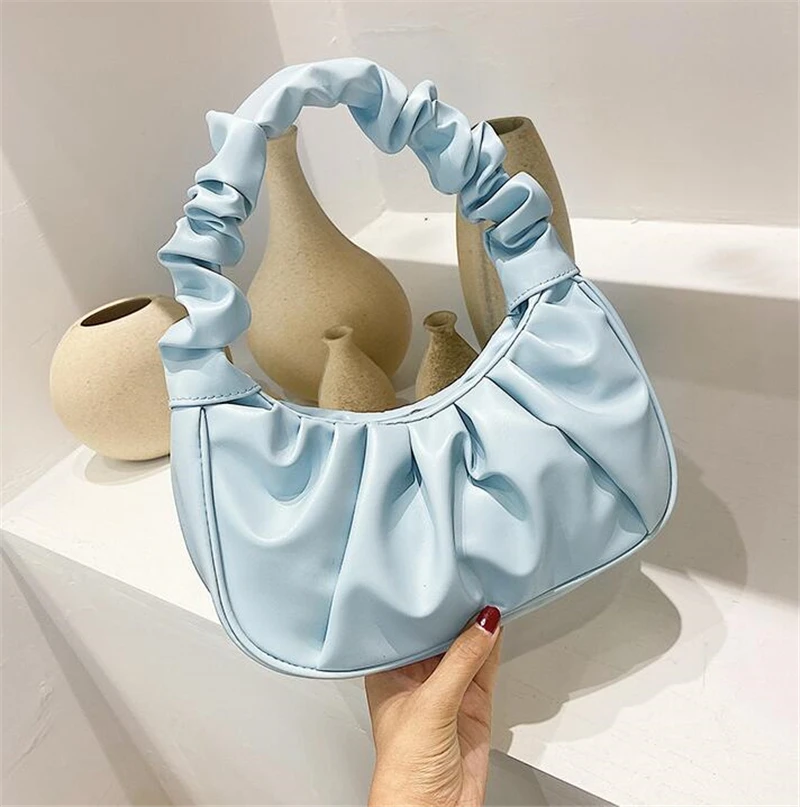 

Underarm ins pleated Purses Simple Shoulder Armpit woman bag 2021 handbags cloud shape bag, Customizable