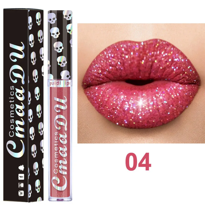 

Wholesale 8 colors Cmaadu Matte metal glitter lipstick tubes shimmer lasting lipgloss with private label, 8color