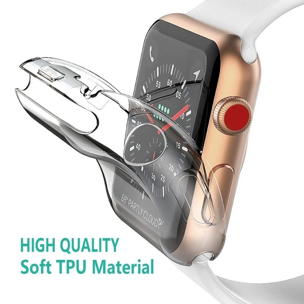 

For Apple Watch Case Hot Selling Clear Full Cover TPU Transparent Cover Watch Case for Apple Watch 38mm 40mm 42mm 44mm