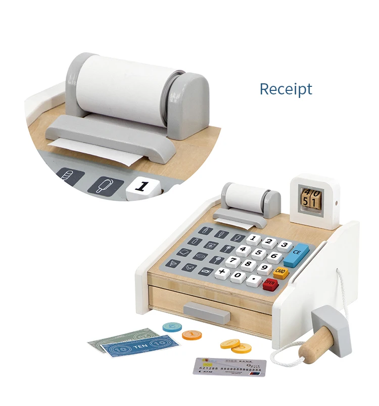 toy cash register with receipt printer