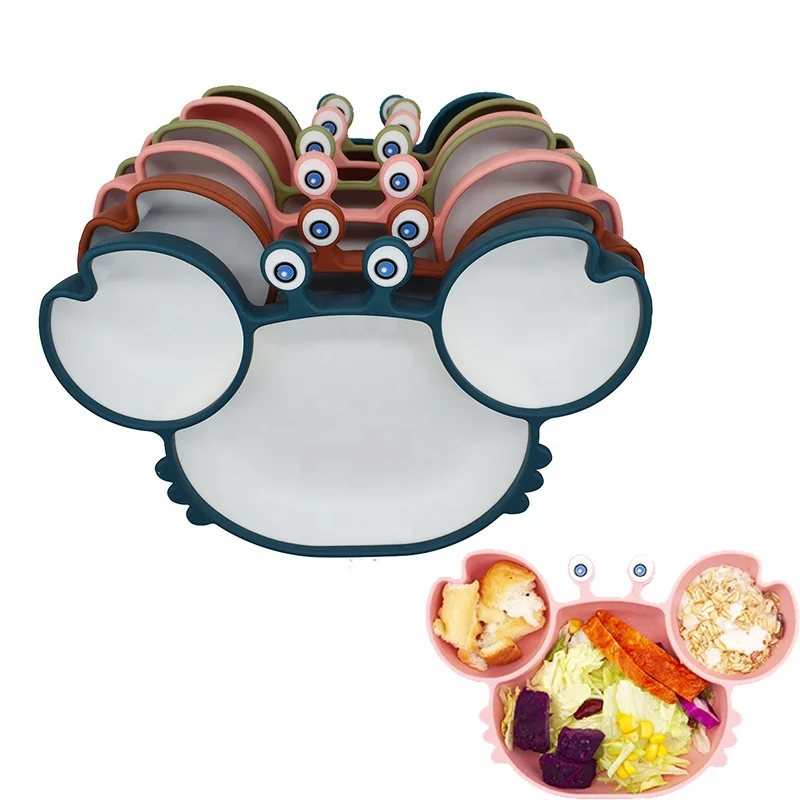 

Non Slip Food Grade Silicone Grip Dish Divided Design Tableware Silicone Baby Plate Unbreakable Suction Silicone Dinner Plate