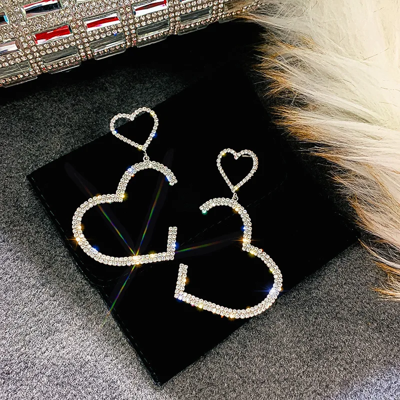 2020 heart shape rhinestone earrings yiwu