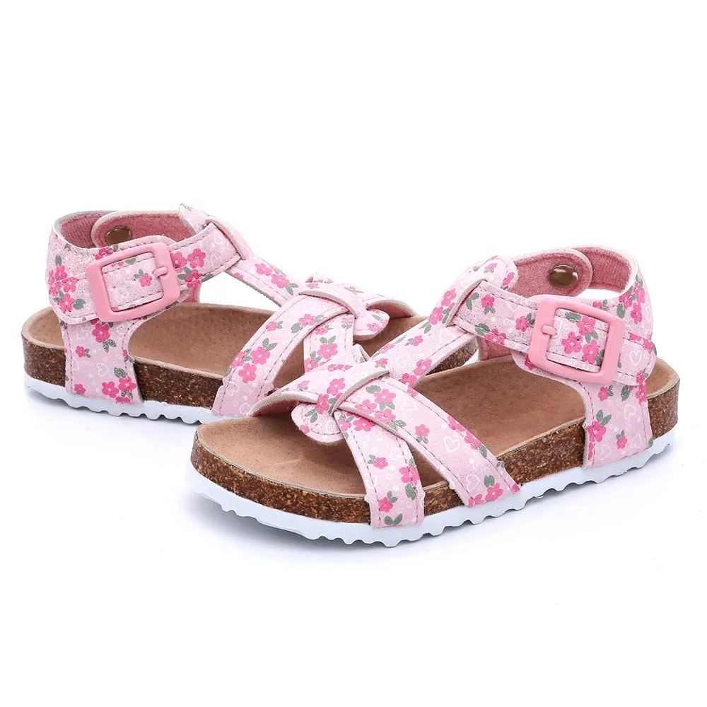 

Prime Quality New Arrival Fashion Birken Style Bio Cork Sole Beautiful Sandals for Kids Children Little Girls Pink Color