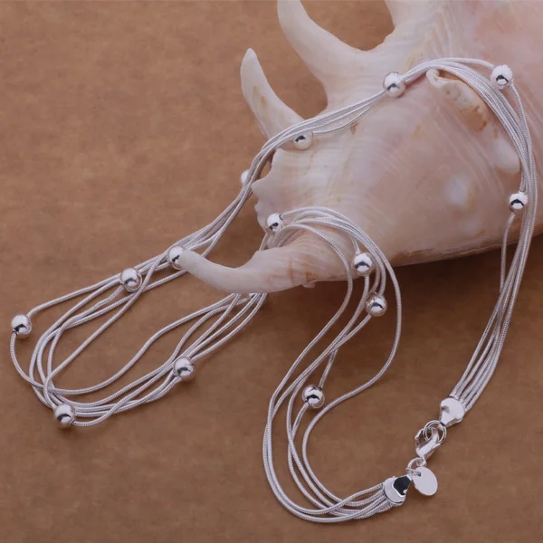

2021 Fashion Jewelry 925 Silver silver plated Bead Pendant Necklace
