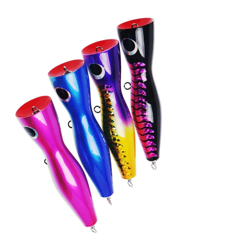 

gt hard lure popper bait handmade wooden fishing lure heads wood popper for big game, Customized