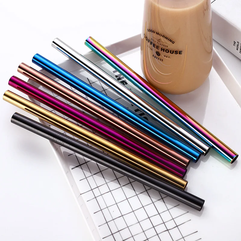

Food Grade 12mm Bubble Tea Straw Thick Drinking Stainless Steel Straw, Silver/gold/rose gold/black/rainbow/blue/purple