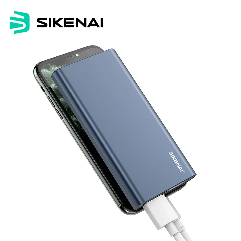 

Sikenai Mini Power Bank 10000mah Aluminum PowerBank Super Bo 10000mah Power Bank, Blue gray