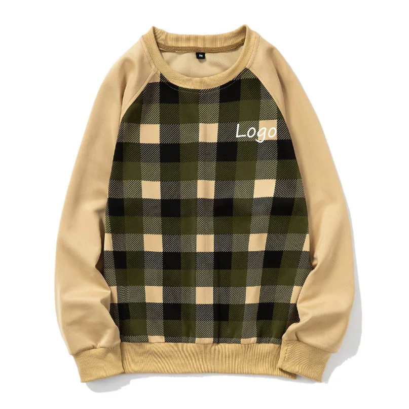 

Popular New Style Sweater Mens Plaid Design Large Size Trend Loose Casual Round Neck Pullover Sweater