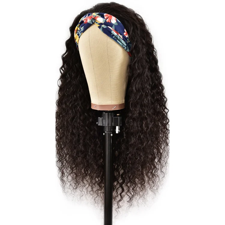 

10A Drop Ship No Tangle No Shedding Human Hair Headband Wig Water Wave