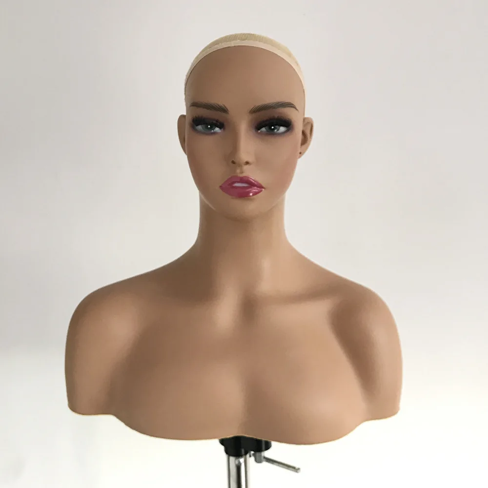 

Female Mannequin Head with Shoulders - Realistic Mannequin Head for Wig Display PVC Manikin Head With Shoulders shiny mannequin, Any color