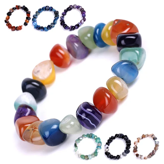 

Wholesale irregular agate jewelery Chakra bracelet multi color gem natural stones bracelets, Colourful