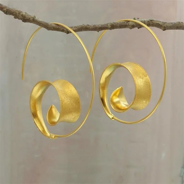 

CAOSHI Party Statement Jewelry Newly Women Spiral Shape Wire Hoop Earrings Unique Stylish Bohemia Vintage Female Earring