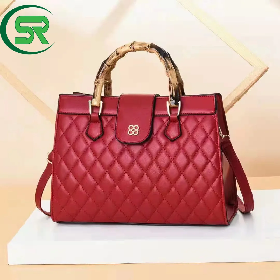 

Multicolor Fashion Luxury Branded Women's Shoulder Bags Bamboo Handle Thread Quilted PU Lady Shoulder Purses And Handbag, Customizable