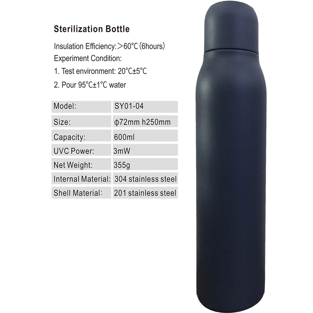 Amazon hot selling Factory OEM 600ml UVC Sterilization Self-cleaning Water Bottle