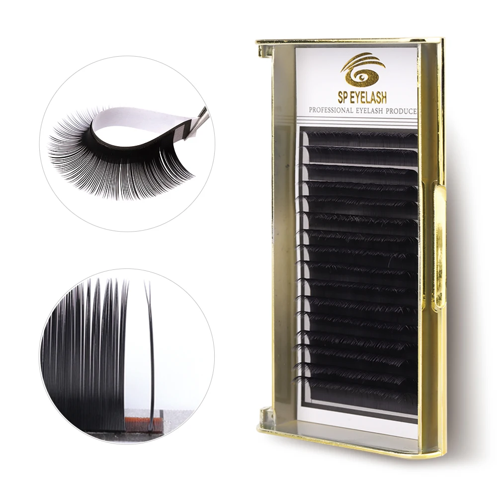 

SP Eyelash wholesale 0.05mm private label individual lashes ellipse flat lash extensions, Natural black