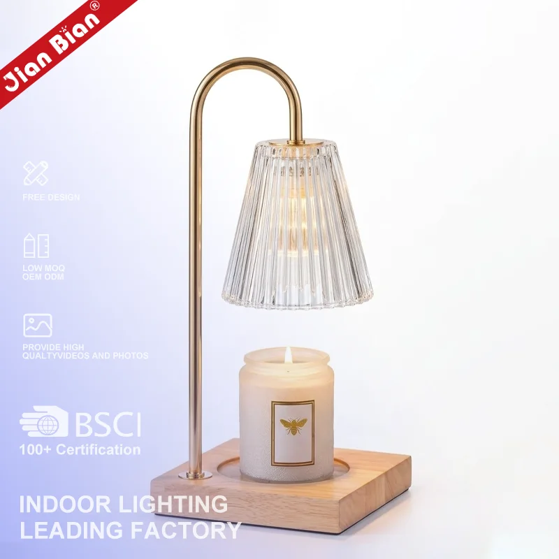 Modern Minimalism Indoor Bedroom Living Room Bedside Atmosphere Wood Crystal Wax Melting Lamp Candle Warmer Table Lamp